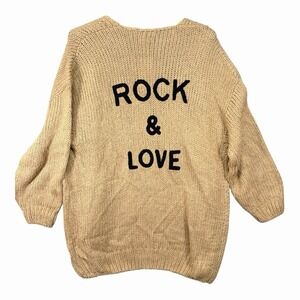 Rock & Love Cardigan Sweater Oversized Knit Womens XL Beige Slouchy Cozy NEW